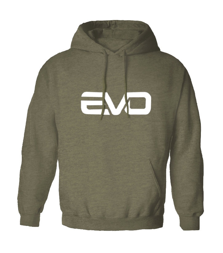 EVO CLASSIC Green Hoodie mit EVO auf der Brust.